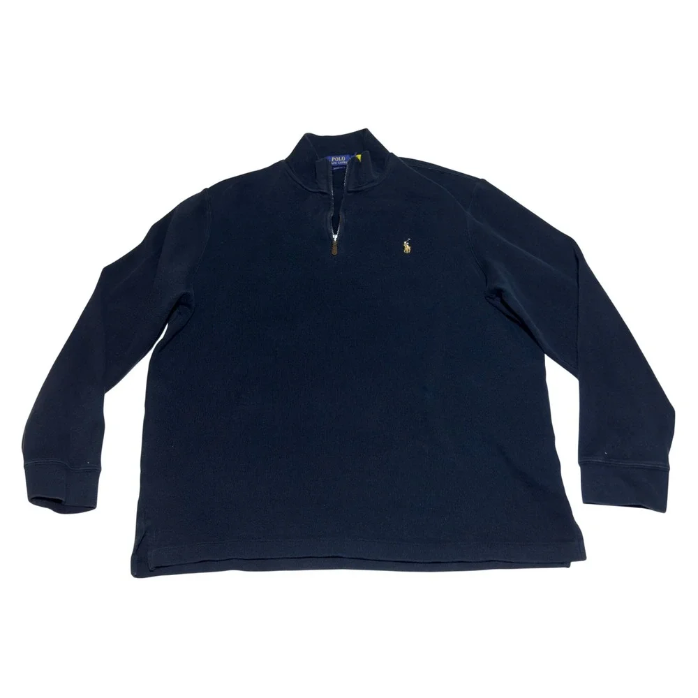 Polo Ralph Lauren Estate Rib XL Quarter Zip Pullover Black Men Pony Logo